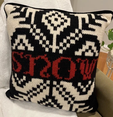 Almohada de nieve Chandler 4 esquinas ~ lana enganchada de 18"" de Poppy Gall Foto 1 de 4