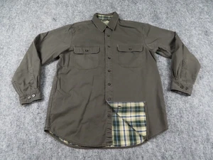 Vintage LL Bean Hurricane Shirt Mens Medium Green Canvas Flannel Lined Shacket - Picture 1 of 9