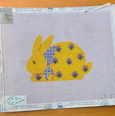 Cooper Oaks Easter Hand Painted Needlepoint Canvas-Yellow Rabbit #LR375 - Image 1 of 3