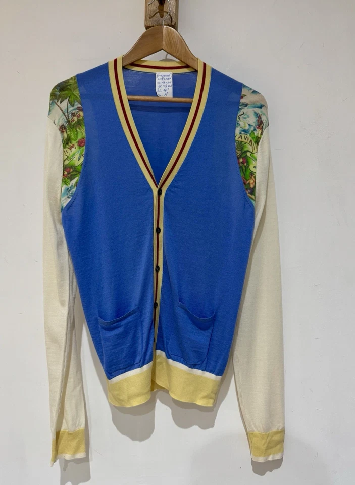 Dsquared2 Runway Sample Piece 2018 Summer Hawaiian 100% Merino Wool Cardigan M - Image 1 of 4
