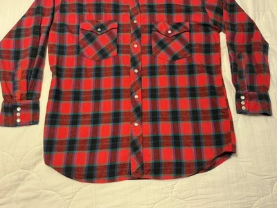  Camisa a Cuadros Roja Estilo Occidental Big Mac Franela Perla A Presión Para Hombre Talla Grande Foto 1 de 4