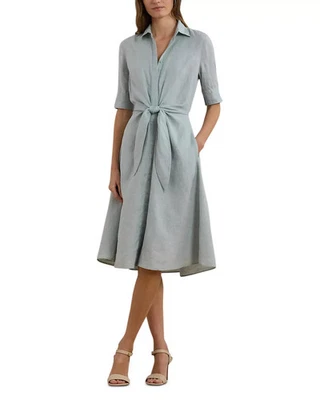 Ralph Lauren Women's Dress Sz 16 Tie Front Linen Shirt - Image 1 of 3