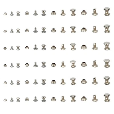 400 Pairs 4 Sizes Leather Rivets 3/4/5/6mm Double Cap Rivets Tubular Metal St... - Image 1 of 4