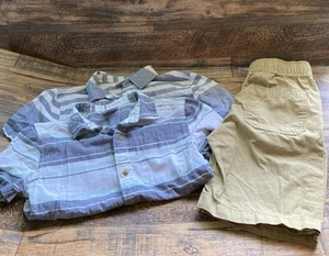 Jumping Beans Boys Size 8 Button Up Shirts And Place Khaki Shorts Summer Outfit - Picture 1 of 8