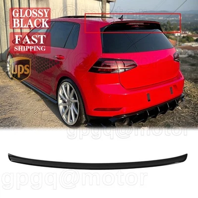 For VW Golf GTI R MK7 MK7.5 4DR 12-20 TCR Style Gloss BLK Rear Spoiler Extension - Image 1 of 4