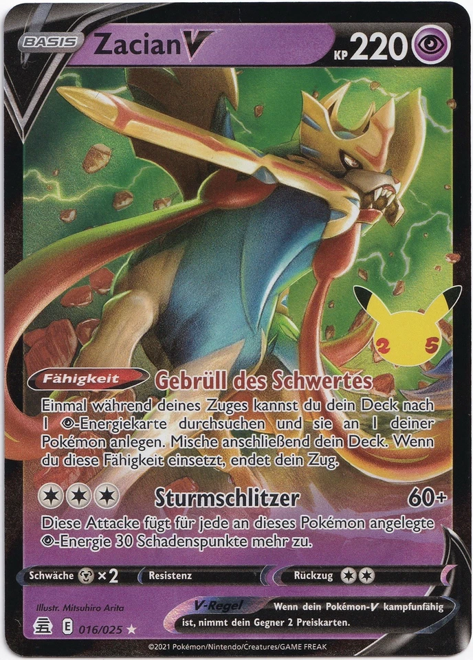 Pokémon Zacian V Ultra Rare Celebrations 016/025 NM Deutsch - Bild 1 von 1