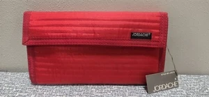 Vtg JORDACHE RED NYLON WALLET Ribbed Hook & Loop Closure Checkbook w/ TAG NOS - Picture 1 of 10