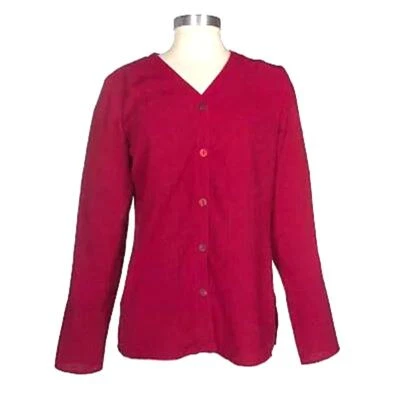 1X Red CARDIGAN Button Front Textured Stretch Poly Crepe 18W 20W Dialogue QVC - Image 1 of 4
