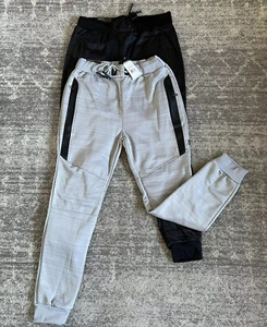 2X Weiv Mens XL Athleisure Pants Black Gray Joggers Zipper Pockets NWT J5 - Picture 1 of 12