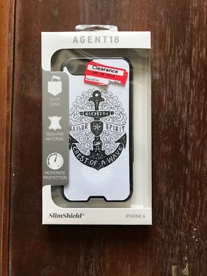 NEW Agent18 SlimShield+ iPhone 6 6S Case White & Black Anchor Graphic - Image 1 of 4