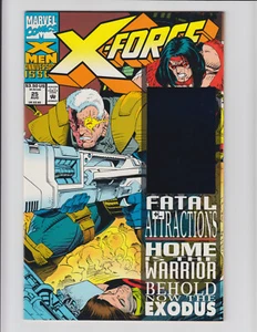 X-FORCE (vI) #25 (cubierta de error de holograma azul, atracciones fatales) 1991 casi nuevo - Imagen 1 de 3