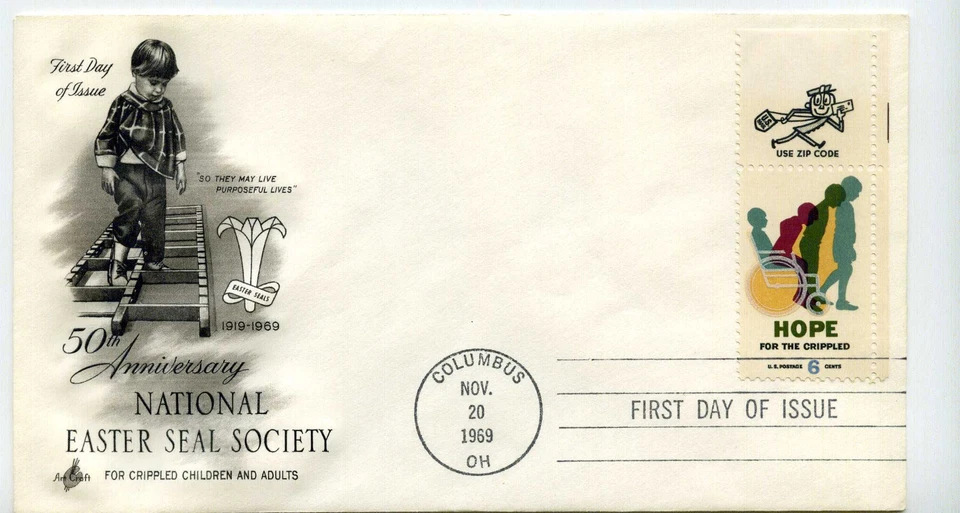 1385 Hope for Crippled Children Artcraft 'use zip code' FDC - Image 1 of 1
