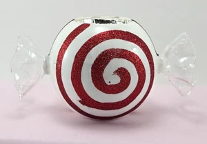 VTG Pier 1 Christmas Blown Glass Tea Light Candleholder peppermint design - Picture 1 of 6