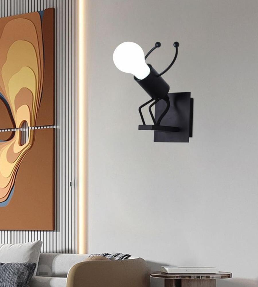 4 Applique Da Parete Vintage In Legno E Metallo - Lampade E27 Per Camera, Corridoio, Soggiorno - Foto 3