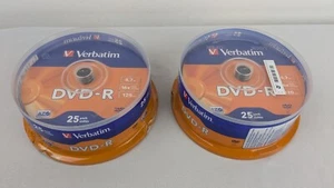 Verbatim Matt Silver DVD-R Bundle Of 50x Blank DVDs 4.7GB 16x 120mins #43522 New - Afbeelding 1 van 7