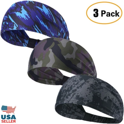 3 Pack Workout Headbands Sweat Bands Sports Bands for Running Cycling Basketball - Image 1 of 4