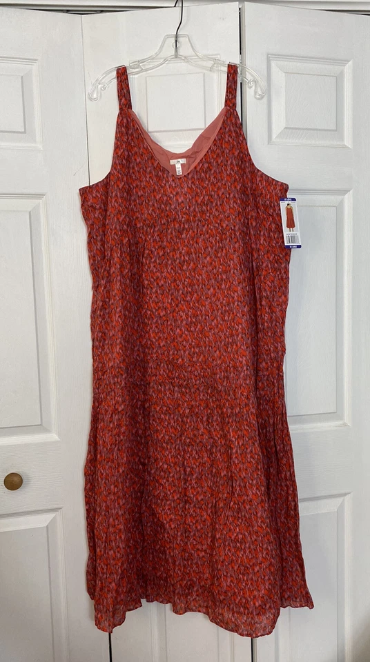 Joie Size XXL Coral Orange Print Tea Rose Tiered Maxi Dress Vacation