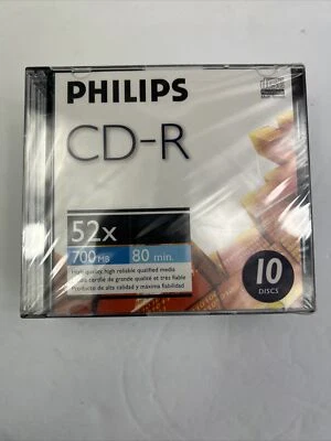 Philips CD-R 52X 700MB 80MIN 10 DISCS Sealed - Image 1 of 4