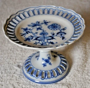 Antique Meissen Blue Onion Pedestal Compote Candy Dish 8" Sword - Picture 1 of 10