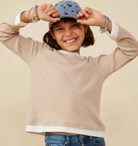 HAYDEN GIRLS Rib Knit Trimmed Top - Taupe - NWT Girls L (11/12) - Picture 1 of 3