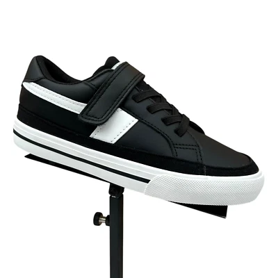 TOMMY BAHAMA Youth Boys Slip-on Sneakers Size 3Y Black White Faux Leather Shoes - Image 1 of 4