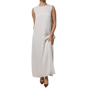 PESERICO Dress White Sleeveless Round Neck Shift Long Maxi IT46/US12/XL 820usd - Picture 1 of 8