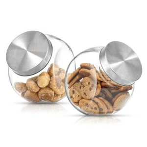 JoyJolt All-Sides Cookie Storage Jar With Airtight Metal Lid, Set of 2 - Picture 1 of 3