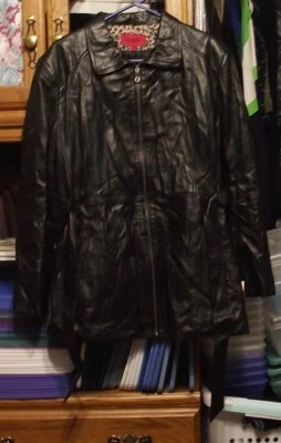 Excelled Plus Women’s Tie-Waist Leather Jacket - Image 1 of 2