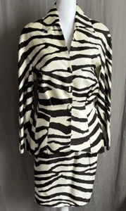 Conjunto de Falda Traje THIERRY MUGLER Paris Vintage Raro Seda Negra Estampado Cebra - Imagen 1 de 24