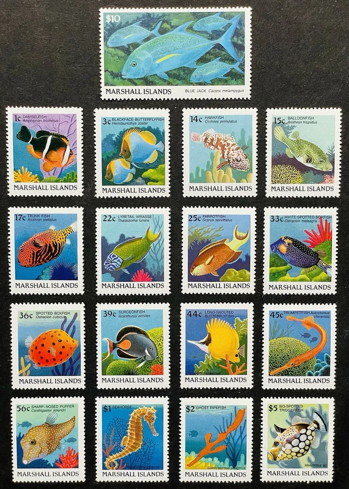 MARSHALL ISLANDS FISH DEFINITIVES STAMPS SET MNH 1988-89 MARINE LIFE SEAHORSE - Image 1 of 1