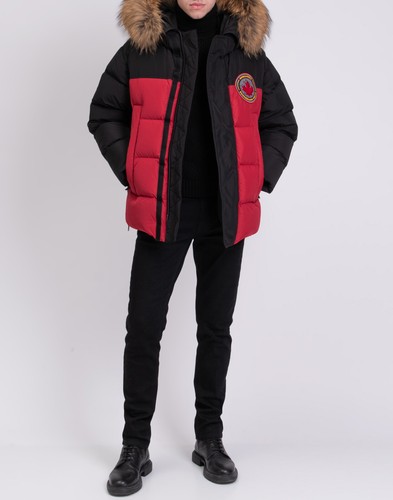 Prezzo consigliato €1245 DSQUARED2 piumino giacca IT44 US34 XS pelliccia di procione bordo lati con cerniera