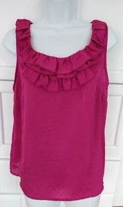 Dressbarn Sleeveless Ruffled Top-Womens Sz L Bright Pink NEW w/ TAGS Super Cute! - Picture 1 of 4