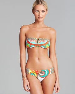NUEVO CON ETIQUETAS $156 Talla 10 Trina Turk Carnaval Bandeau Set con Parte Inferior de Bikini Hipster - Imagen 1 de 2