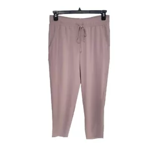 🤩Women Pant Sz L Elastic Waist drawcord ties Casual Comfy Pull-On dusty pink - Picture 1 of 6