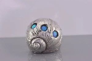 Anillo de plata esterlina Airform de 25 mm concha de caracola de ópalo 925 talla: 8 - Imagen 1 de 8
