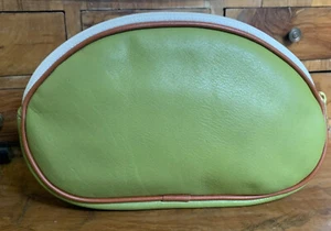Luxus Pieced Glattleder Kosmetiktasche Reißverschluss oben Made in CT, USA Olivgrün - Bild 1 von 24