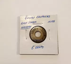 East Jordan Michigan Good For Token Bulow Brothers 5 Cents - Picture 1 of 3