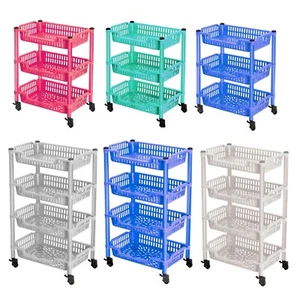 3/4 Tier Kitchen Trolley Fruit Vegetable Storage Cart Organiser Rack On Wheels - Picture 1 of 21