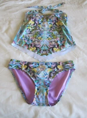 Becca by Rebecca Virtue Halter Tankini Top and Bottom Floral Multi S $132.00 NWT - Image 1 of 4