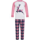 Tokyo Laundry Reindeer 2 Piece Girls Christmas Pyjama Set - Pink
