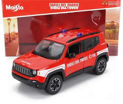 MODELLINO AUTO STATICO MAISTO JEEP RENEGADE VIGILI DEL FUOCO 2017 ROSSO 1:24 - Immagine 1 di 4