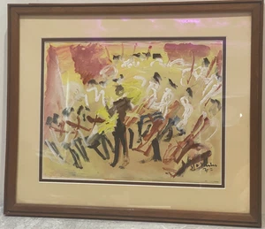 Abstract Expressionist Acrylic Painting on Paper, Signed Yo Shim - Picture 1 of 14