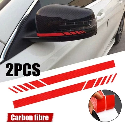 2X Pegatinas Pegatinas Espejo Retrovisor Coche Fibra de Carbono Rayas Calcomanías Accesorios Foto 1 de 4