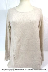 NEW NWOT SAKS FIFTH AVENUE BEIGE CASHMERE SWEATER SZ M - Picture 1 of 4