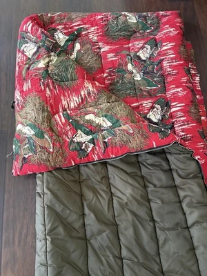 Coleman De Colección Saco de Dormir Verde Franela Roja Pato y Codorniz Camping Caza Pesca Foto 1 de 4