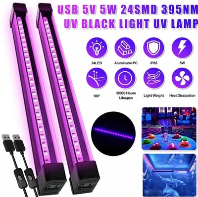 2pcs 395nm LED UV Light Bar Blacklight USB Magnetic for Glow Party DJ Club Stage - Image 1 of 4