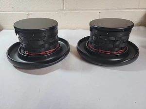 Par de cestas Longaberger 2010 muñeco de nieve sombrero con tapa y base invierno Navidad  - Imagen 1 de 24