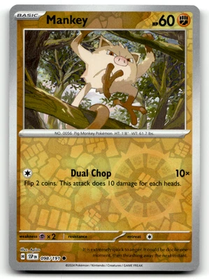 Mankey 098/191 Reverse Holo Common SV08: Surging Sparks LP - Image 1 of 2