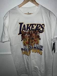 LA Lakers NBA Finals 2020 Champions Caricature T Shirt Men's Large NWT - Picture 1 of 3