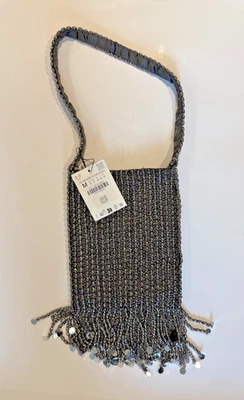 Zara 单肩包带金属贴花 | 串珠条纹钱包 | 全新带标签 | 69.90 美元 — 第 1/4 张图片